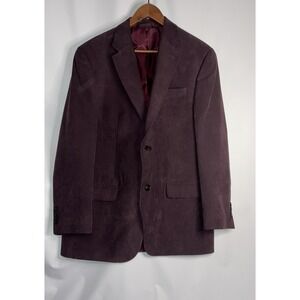Andrew Fezza Men's Blazer Jacket Size Sz 40R Brown Burgundy 2 Button Sports Coat